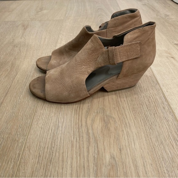 Eileen Fisher Tan Leather Suede Heeled Booties - Picture 3 of 6